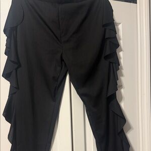 Fashion Nova Black Ruffle Side Cropped Pants